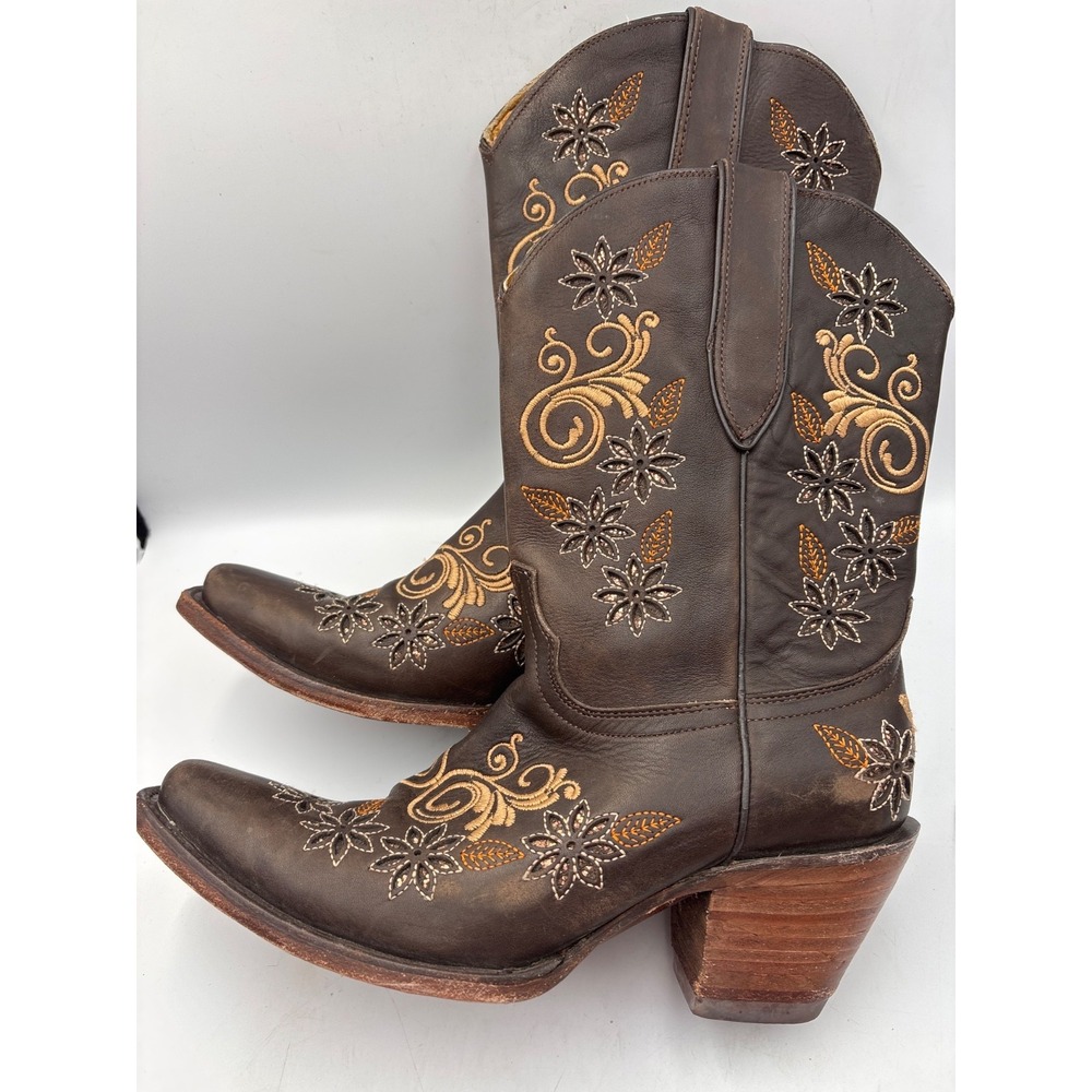 Herencia Crazy Lazer Floral Embroidered Square Square Toe Western Boots ‎ W US 9 - Picture 13 of 16